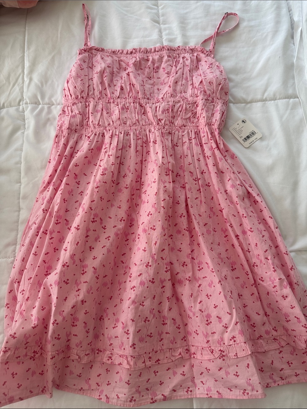Free People Pink Floral Mini Dress with Spaghetti Straps - Picture 1 of 3